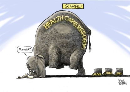 Political cartoon U.S. GOP Obamacare repeal McCain Susan Collins Rand Paul