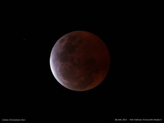 Photographer Chris Stockdale in Australia captured this view of the total lunar eclipse of April 4, 2015 and shared it with the Virtual Telescope Project based in Italy.