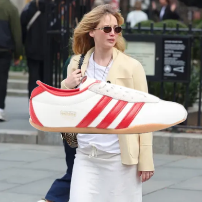 Jennifer Lawrence styling the adidas Tokyo sneaker