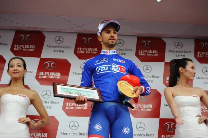 Nacer Bouhanni (FDJ) on the podium in Tour of Beijing
