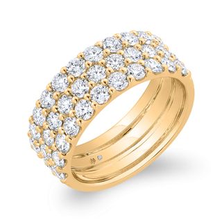 Bella Ponte Three-Row Tiger Set Diamond Bridal Ring, 14k Yellow Gold