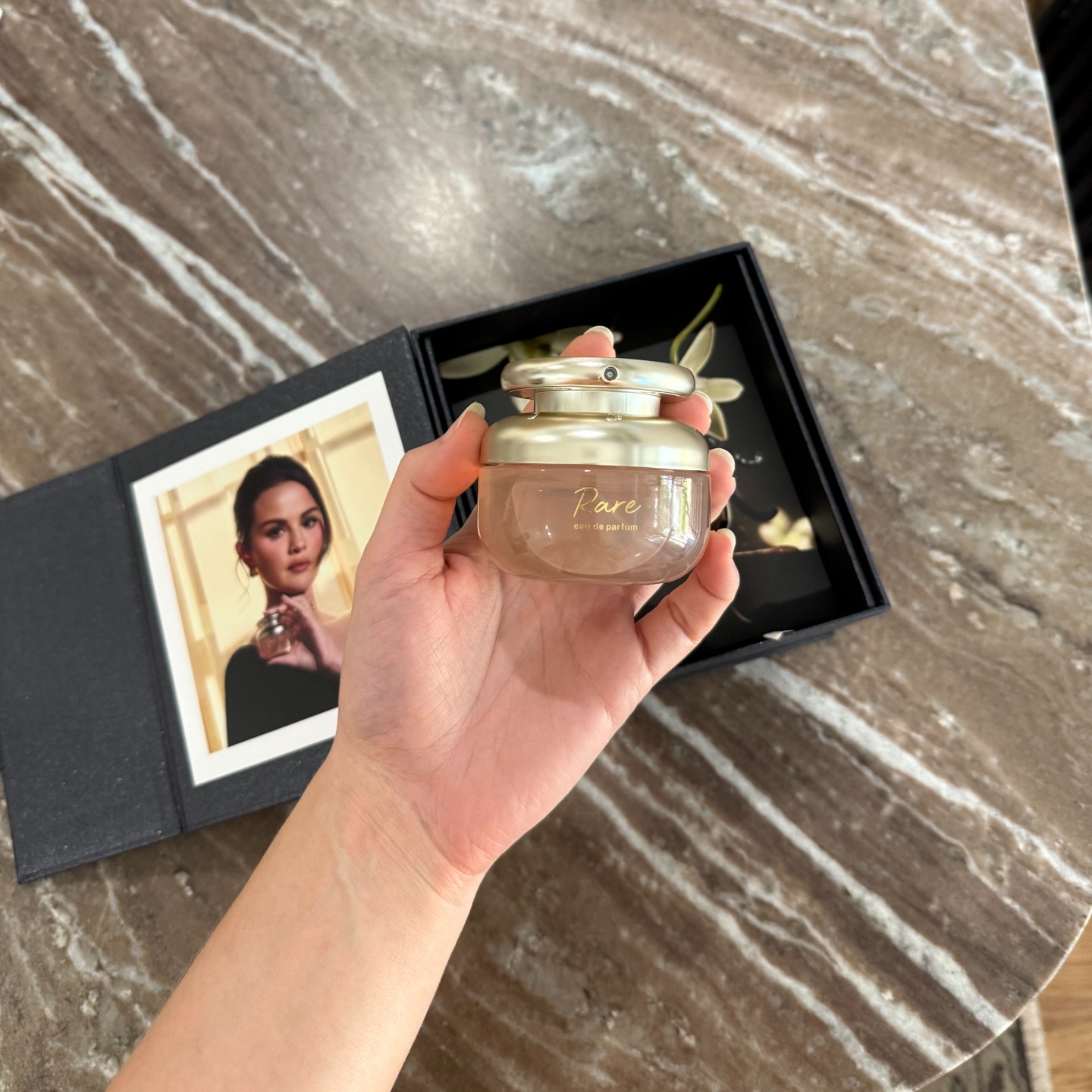 Jamie Schneider testing Rare Beauty's new perfume