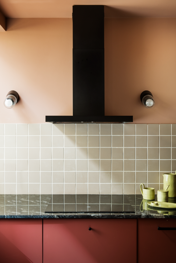 A kitchen in fall inspired tiles
