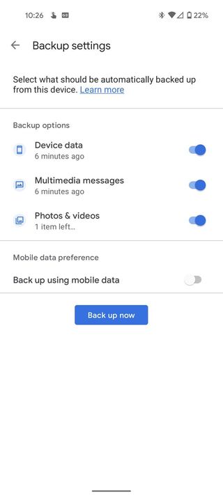 Back Up Google One Ss