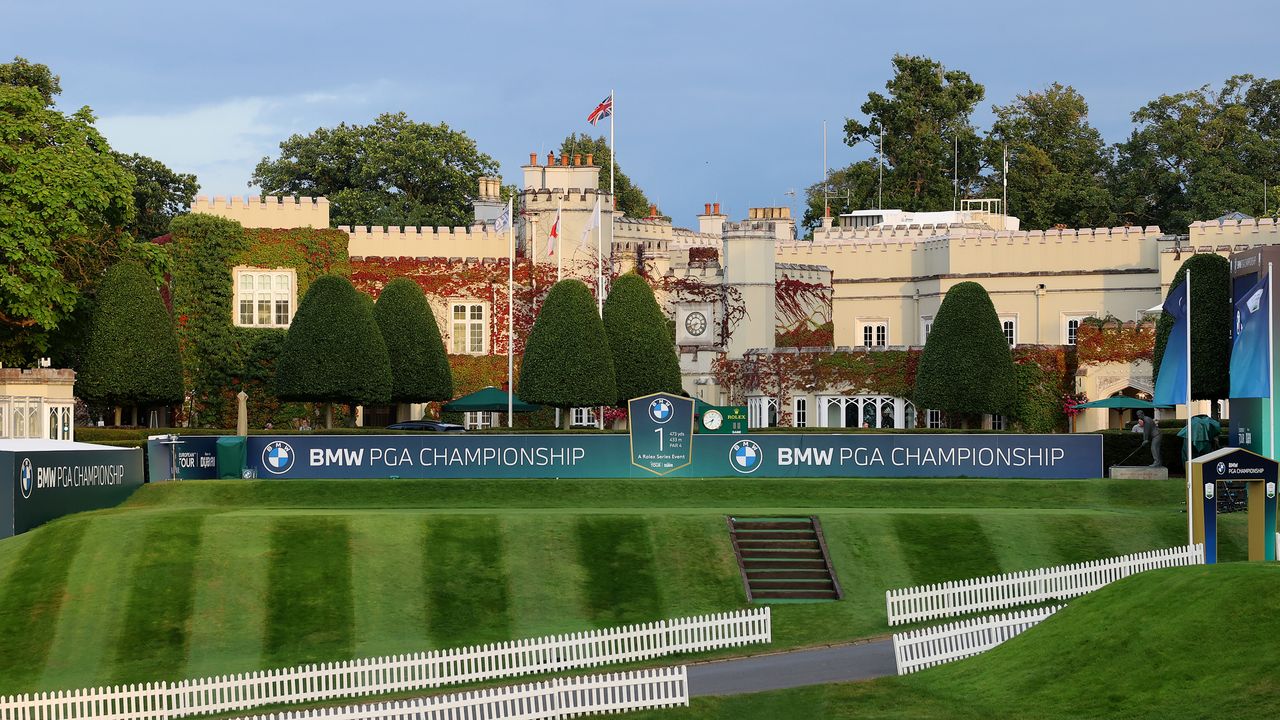 The 1st tee and clubhouse at Wentworth Club seen during the BMW PGA Championship