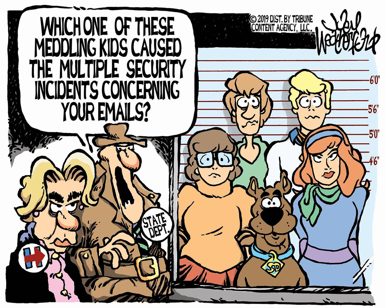 Political Cartoon U.S. Scooby Doo Hillary Clinton State Department Emails