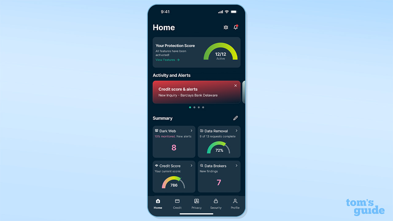 ExpressVPN Identity Defender dashboard displayed on iPhone
