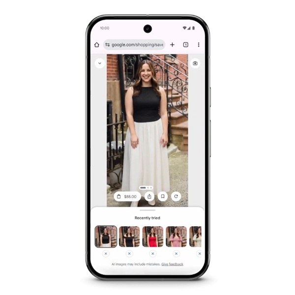 Google's virtual "Try On" is now rolling out, letting users take full length images of themselves and have the AI place new styles on them.