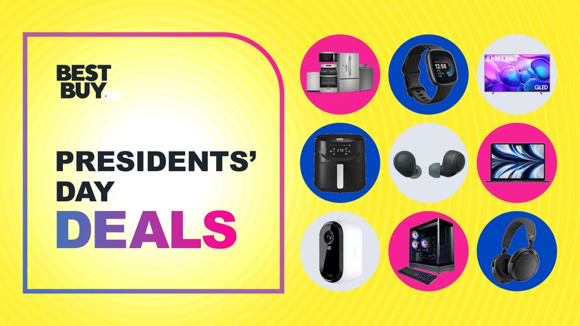 Collage of tech from the Best Buy Presidents' Day sale