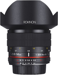 Rokinon 14mm f/2.8 IF ED UMC (Canon) | was $329 | now $221.49
Save $107.51• Rokinon 14mm f/2.8 IF ED UMC for Nikon F
