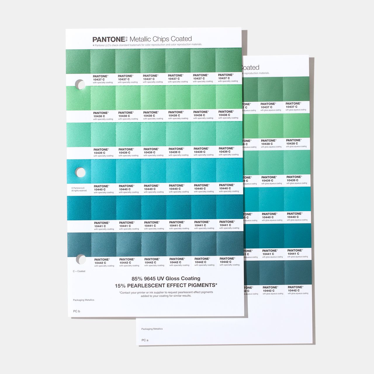 Colours are shown with gloss aqueous and speciality coatings