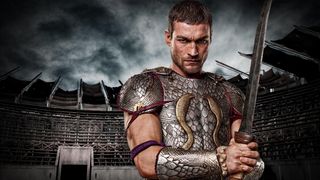 Andy Whitfield brandishes a sword in a promotional still for Starz drama "Spartacus: Blood and Sand"