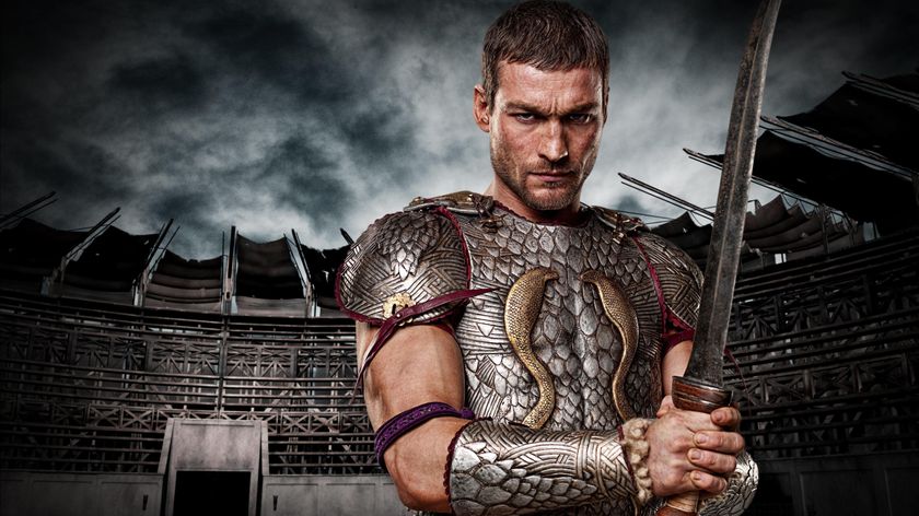 Andy Whitfield brandishes a sword in a promotional still for Starz drama &quot;Spartacus: Blood and Sand&quot;