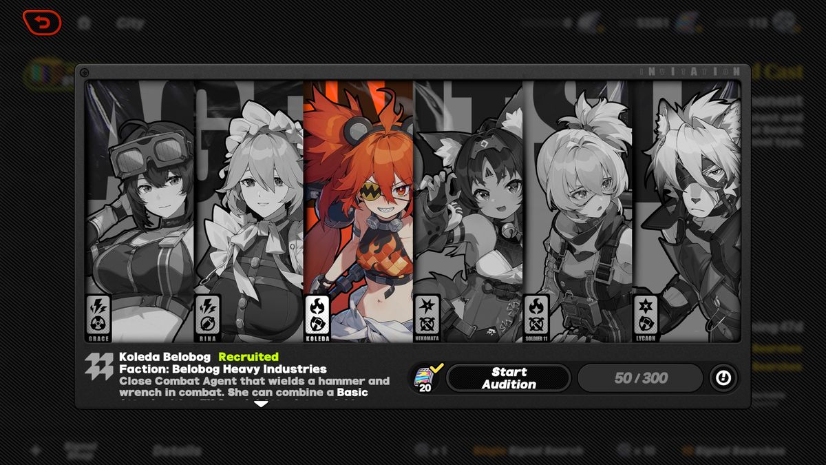 Zenless Zone Zero tier list - Selector
