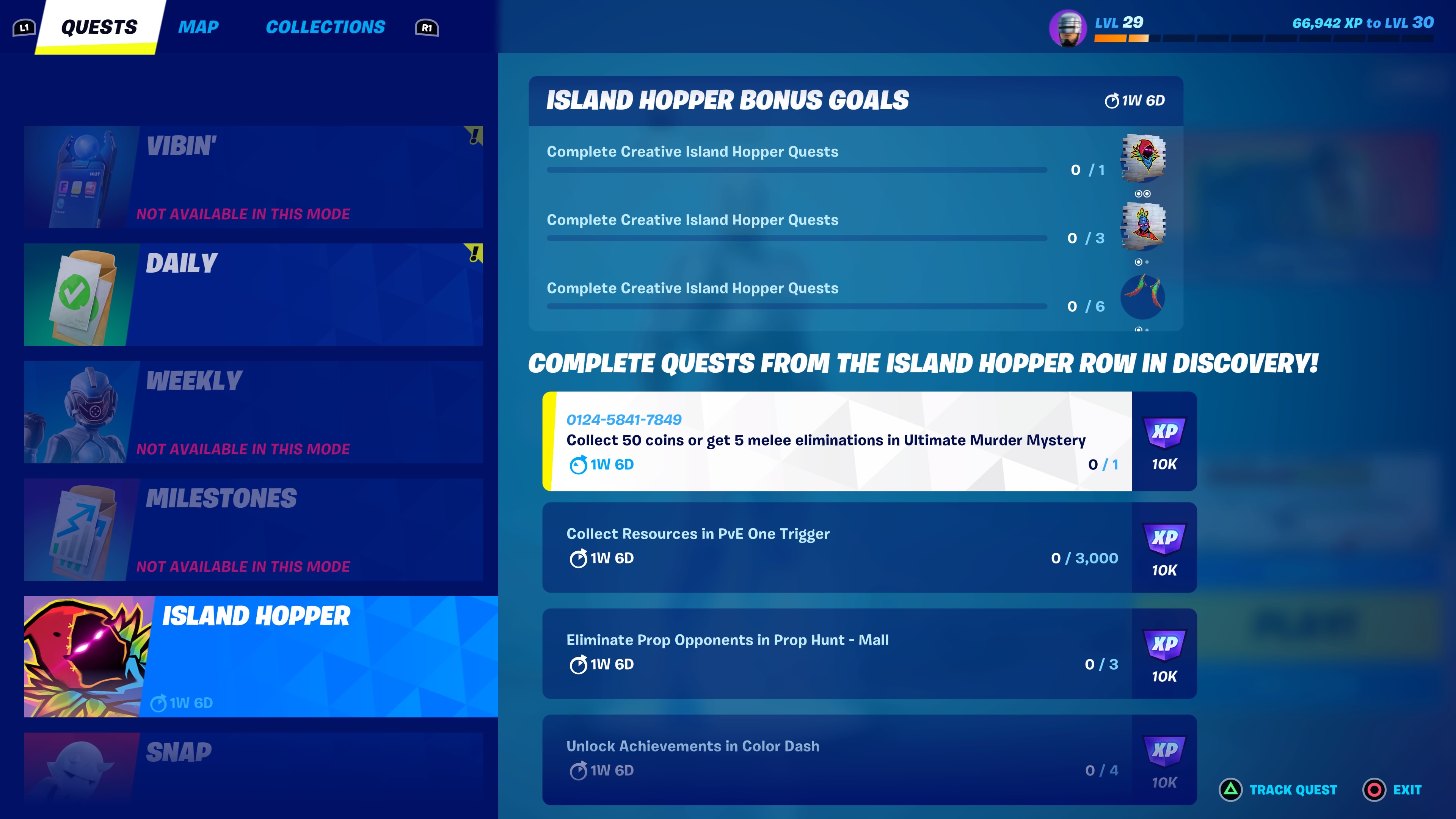 Fortnite Island Hopper game modes creative quests rewards