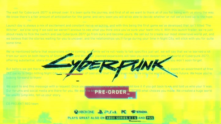 Cyberpunk 2077 Hidden Message