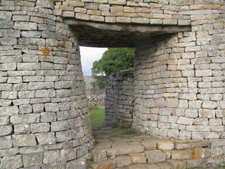 A close up of the main entrance that leads inside the main structure of Great Zimbabwe. The city was built without the use of mortar.