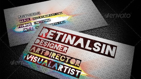 Business card template using spraypaint stencil effect for lettering