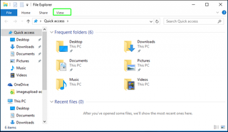 Click the View tab in File Explorer