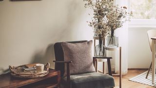 Armchair in corner of living room