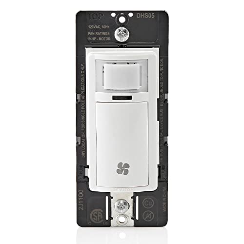 Leviton Humidity Sensor Switch for Bathroom Exhaust Fan, Automate Ventilation, Air Circulation, Moisture Control, &amp;frac14; Hp, Single Pole, Dhs05-1lw, White