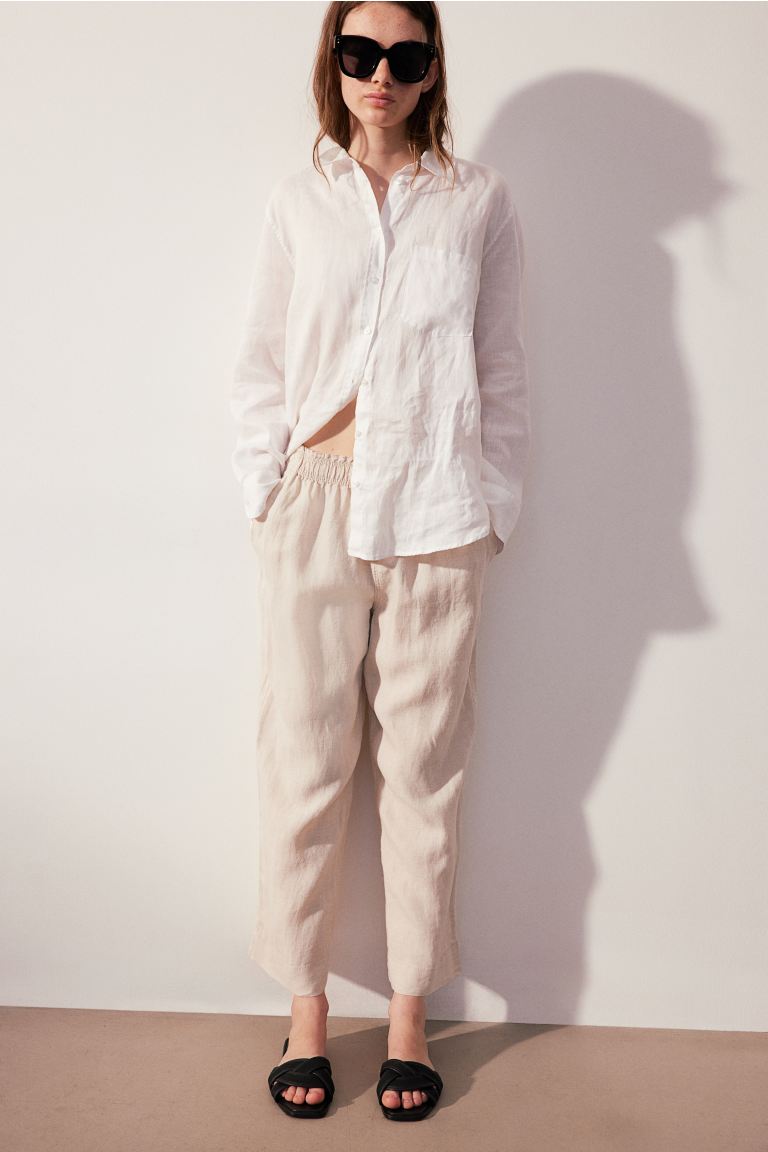 Ankle-Length Linen Trousers