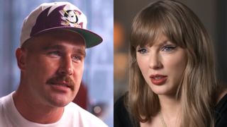 Travis Kelce gives an interview on NFL on NBC, and Taylor Swift is shown in the preview for The End of an Era docuseries.