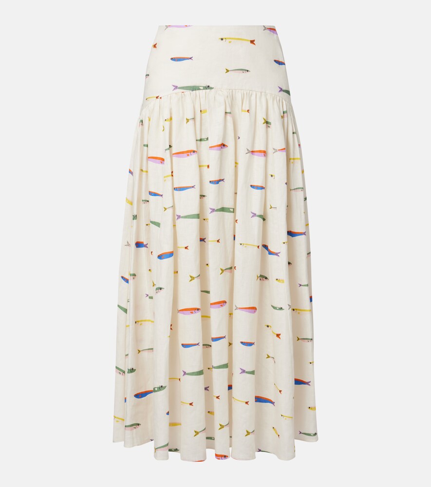 Procida Printed Linen Maxi Skirt