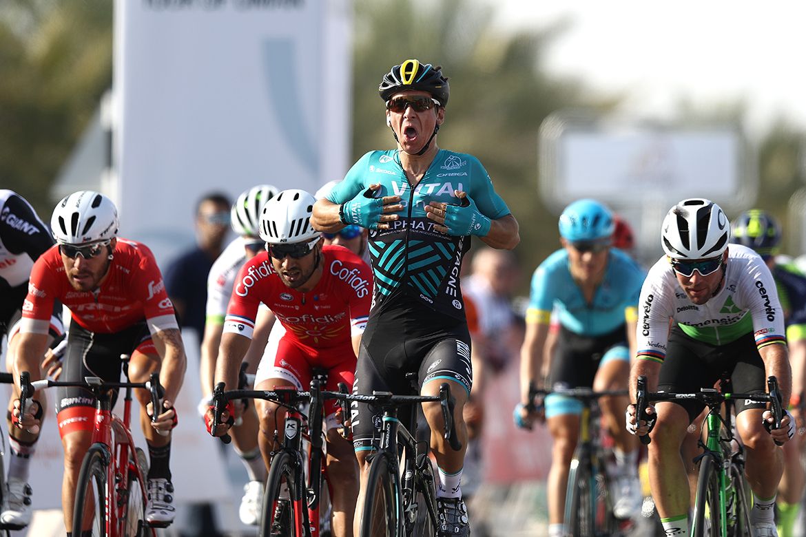 Bryan Coquard celebrates his first win for Vital Concept in Oman.