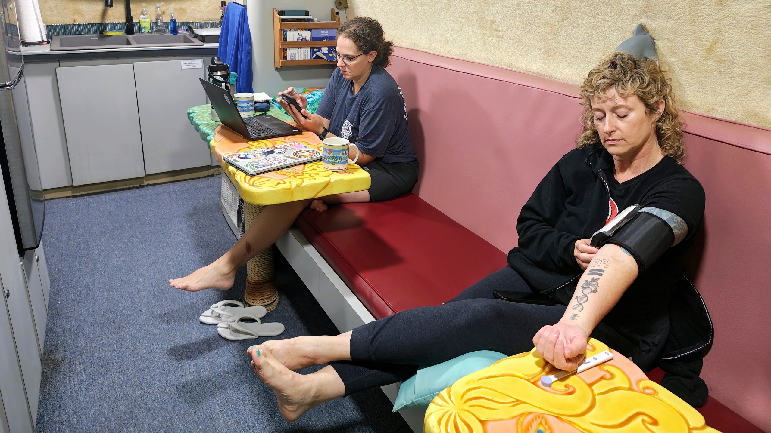 SEA STAR crewmembers performing regular medical checkups during the mission.