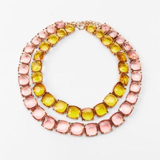 gem stone double row necklace