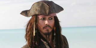 Pirates of the Caribbean: At World's End Johnny Depp looks concerned as Captain Jack Sparrow