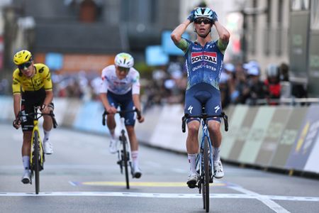 DIEKIRCH, LUXEMBOURG - SEPTEMBER 18: Pepijn Reinderink of Netherlands and Team Soudal Quick-Step celebrates at finish line as stage winner during the 86th Skoda Tour de Luxembourg 2026, Stage 3 a 179.6km stage from Wiltz to Diekirch on September 18, 2026 in Wiltz, Luxembourg. (Photo by Luc Claessen/Getty Images)