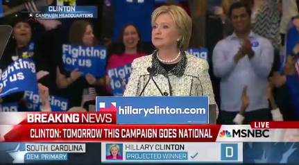 Hillary Clinton speaks in South Carolina.