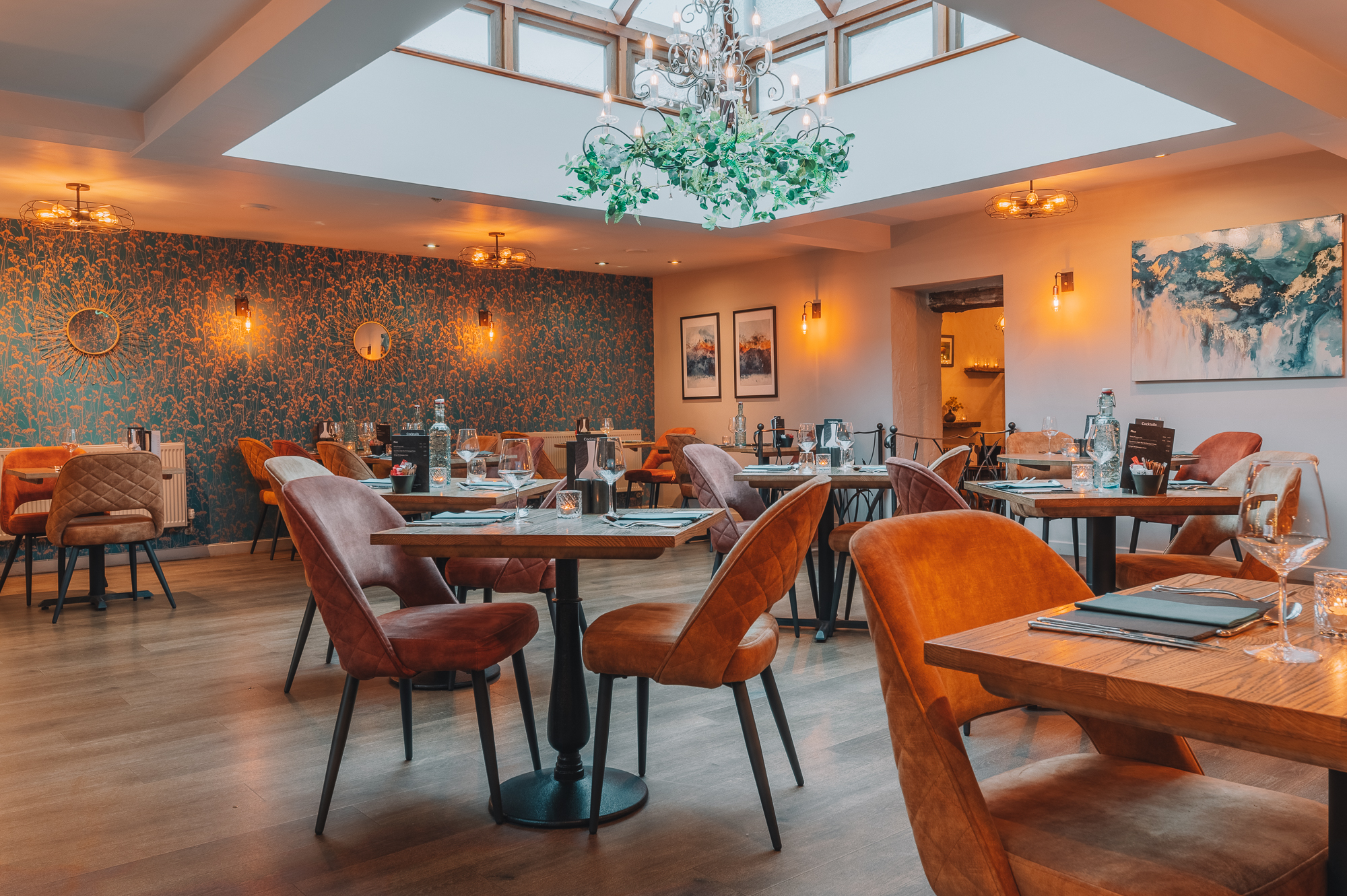 The contemporary dining room at Crooklands