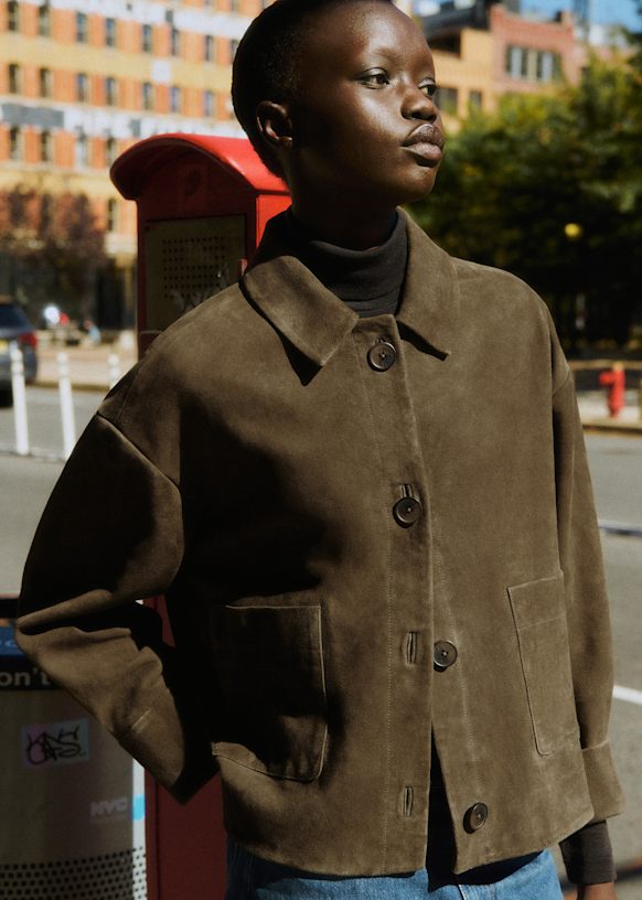 Mia Jacket - Dark Khaki - Goat Leather - S&amp;eacute;zane