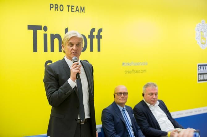 Tinkoff-Saxo jersey presentation in Moscow.