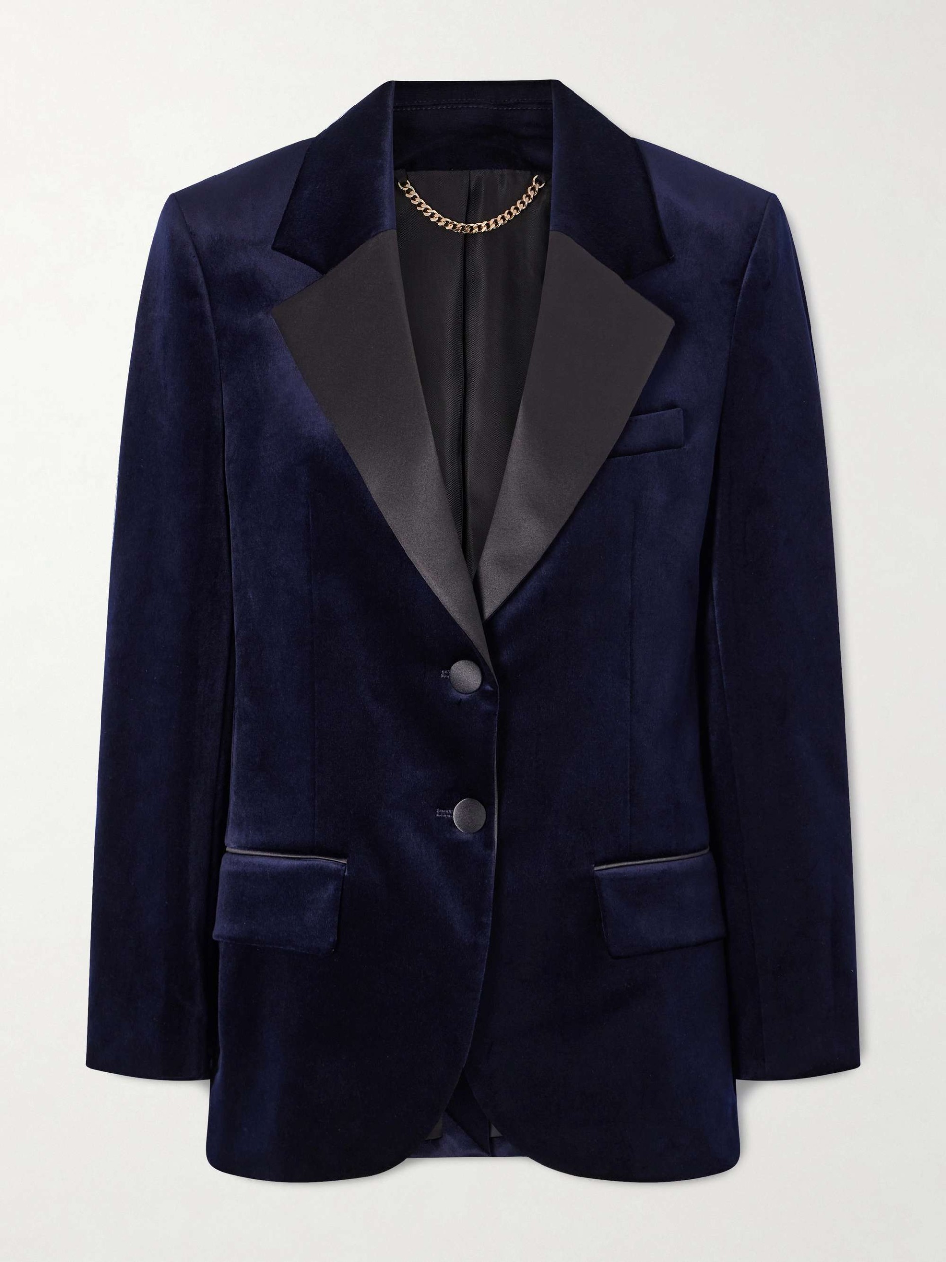 Satin-Trimmed Cotton-Blend Velvet Blazer