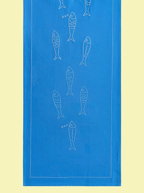 Embroidery-Motif Linen-Blend Table Runner