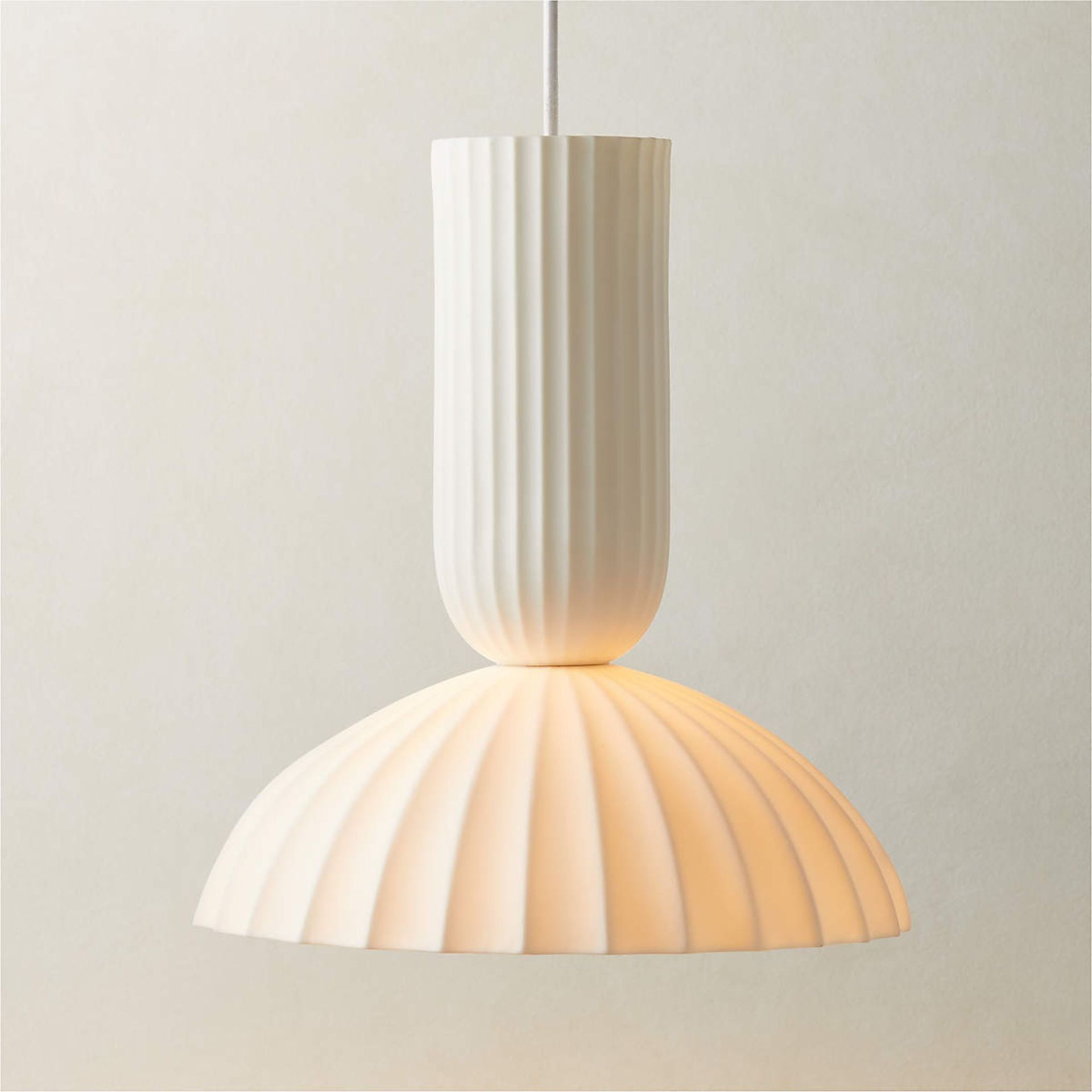 white sculptural pendant light