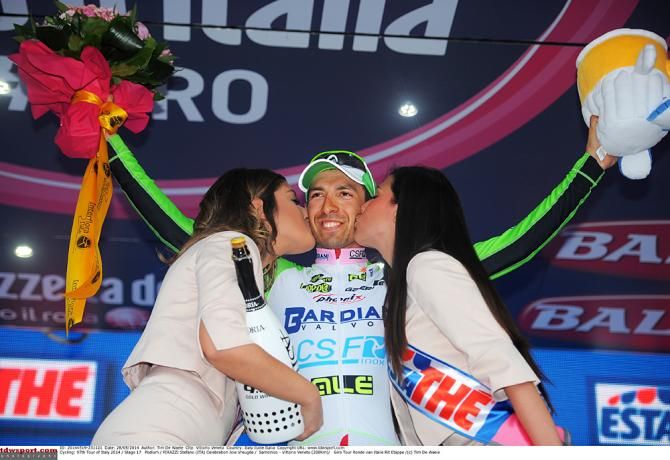 Stefano Pirazzi (Bardiani CSF) celebrates his Giro d'Italia stage win