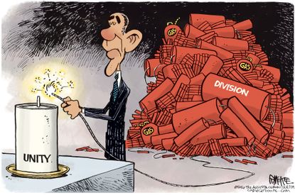 Political cartoon U.S. Obama and unity