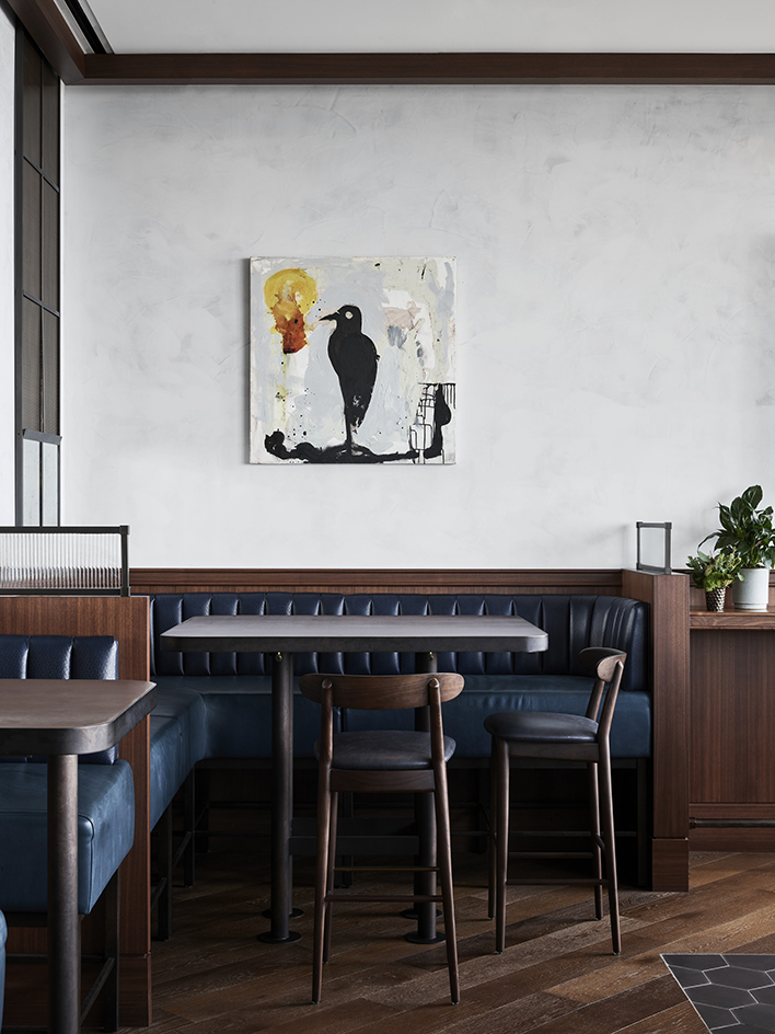 Corner seating at Manhatta restaurant, New York, USA