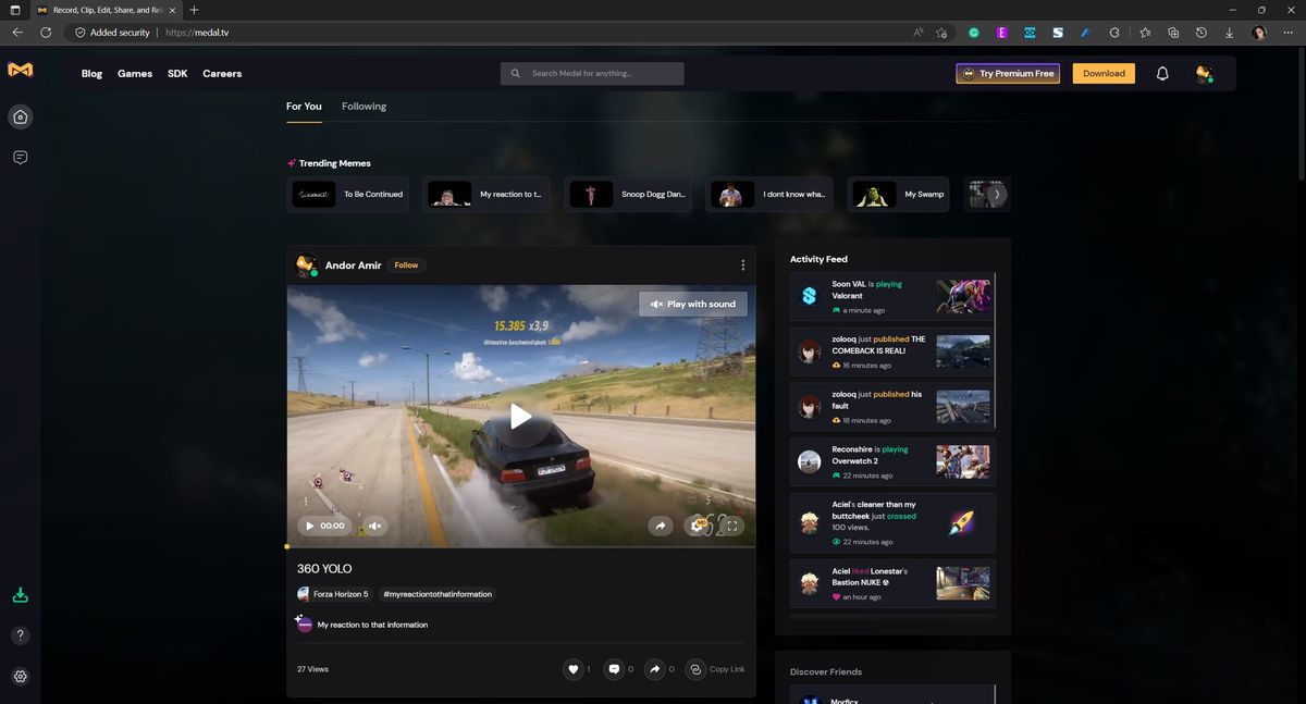 Screenshot of Medal.tv's mobile, desktop, and web apps.