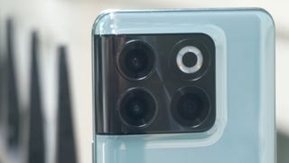 A close-up of the camera block on a OnePlus 10T