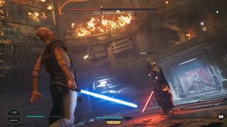 Star Wars Jedi Survivor Jedha Cere being Force grabbed by Darth Vader