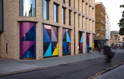 Colourful window installation at VitrA bathroom showroom in Clerkenwell Design Week 2022
