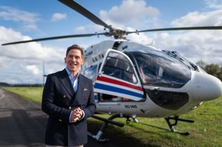 Rob Brydon takes a helicopter in Destination X.