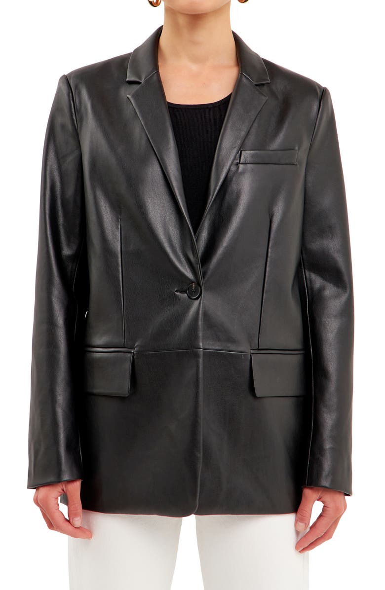 Faux Leather Blazer