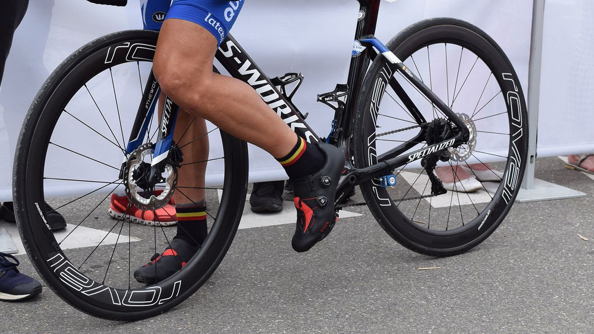 Philippe Gilbert continues to wear his Belgian champion socks and sunglasses as a nod to his previous victories